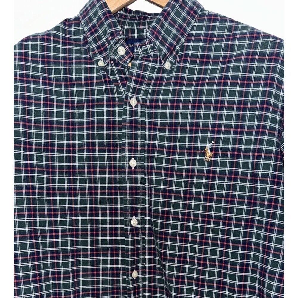 Polo Ralph Lauren Plaid Long Sleeve Button Down Men Large Green‎ 100% Cotton